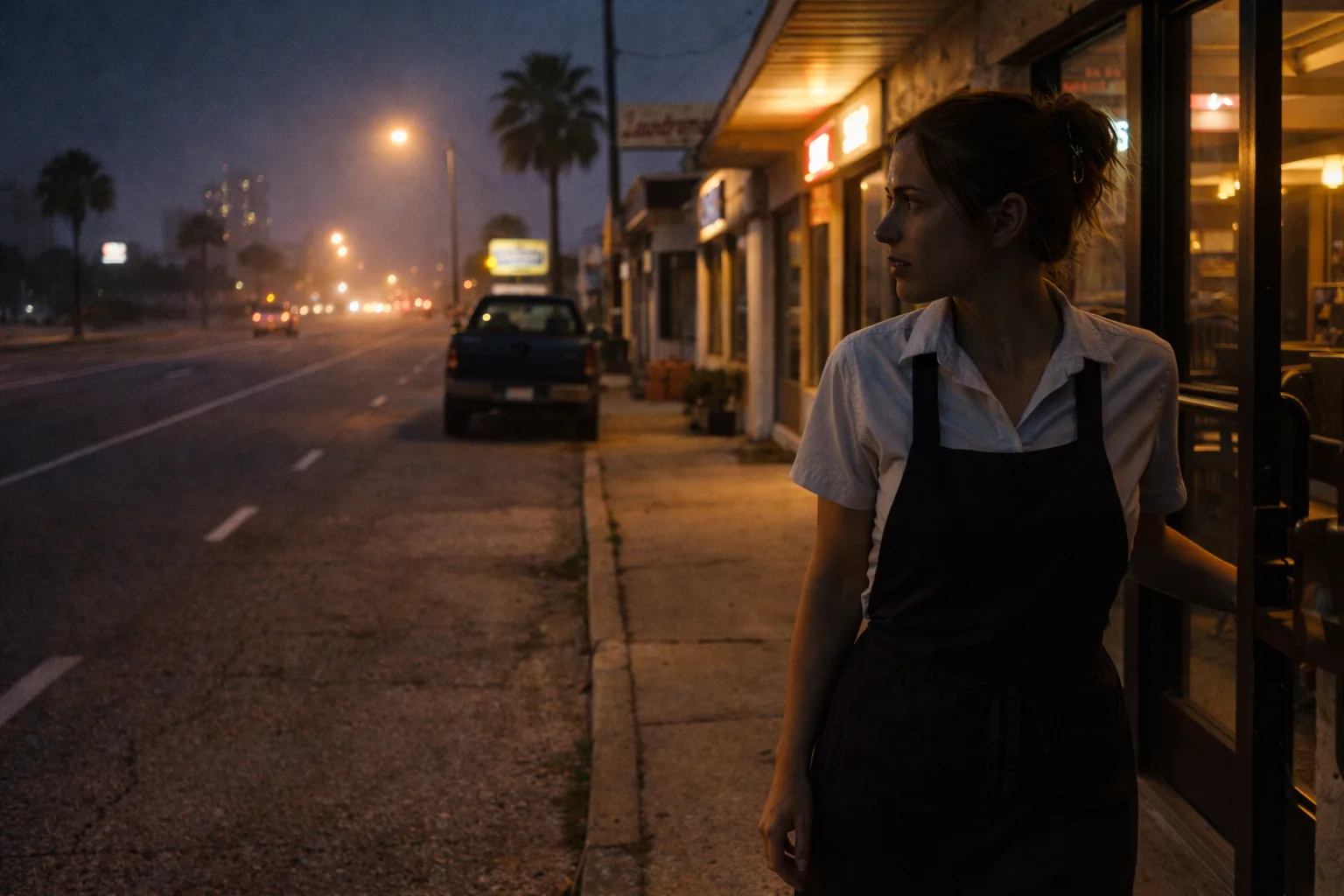 Service worker at dusk